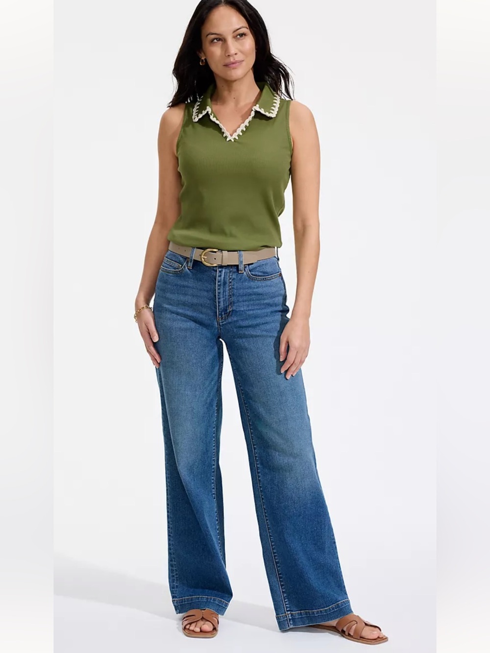 Lands End high rise wide leg denim jeans